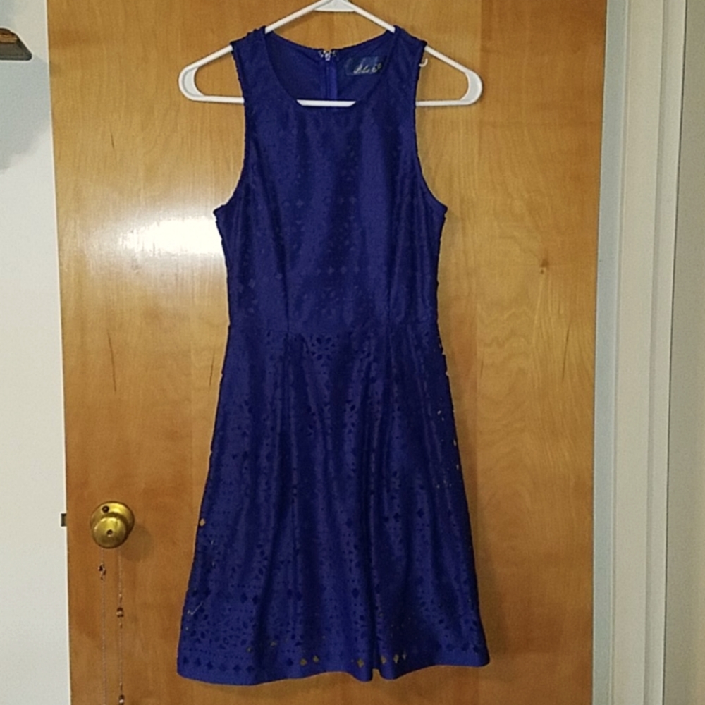 Blue/Indigo/Purple Lazer Cut A-line Dress